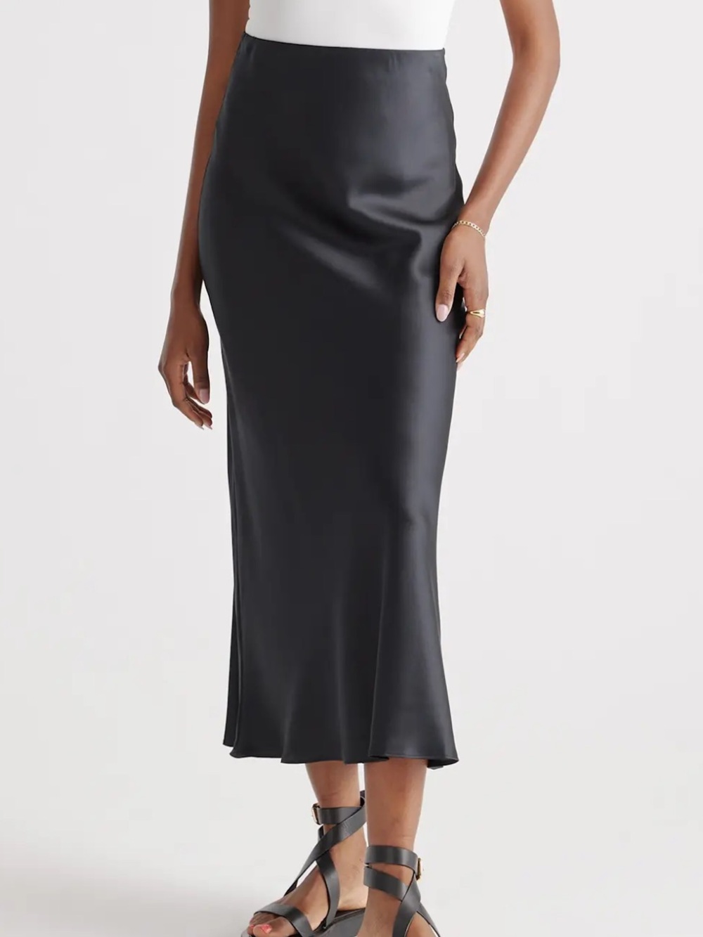 Quince 100% Washable Silk Maxi Skirt Black XS